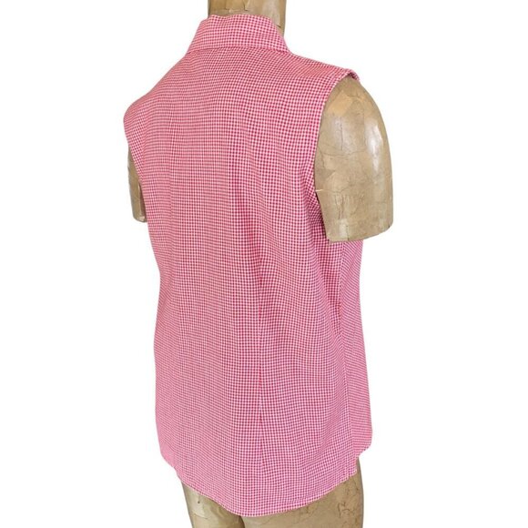 Bill Blass Sleeveless Button Down Top Women's Sz M Red Gingham #331G - Picture 6 of 11